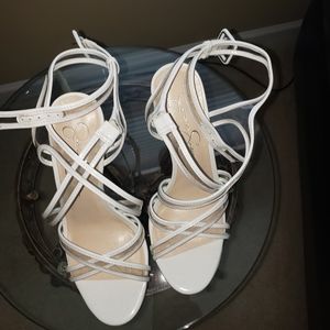 Jessica Simpson white and clear ankle strap sandal